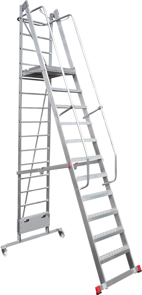 Лестница передвижная с площадкой складная NV 8000012