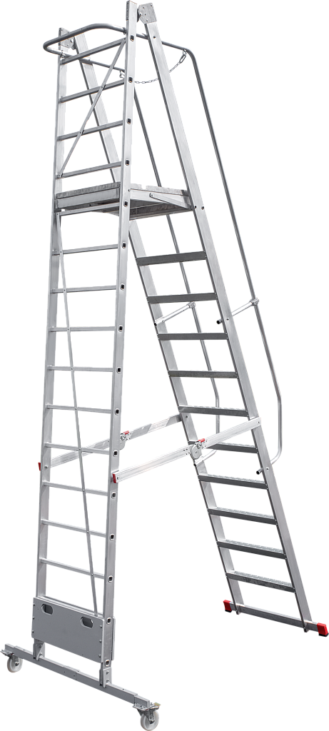 Лестница передвижная с площадкой складная NV 8000012