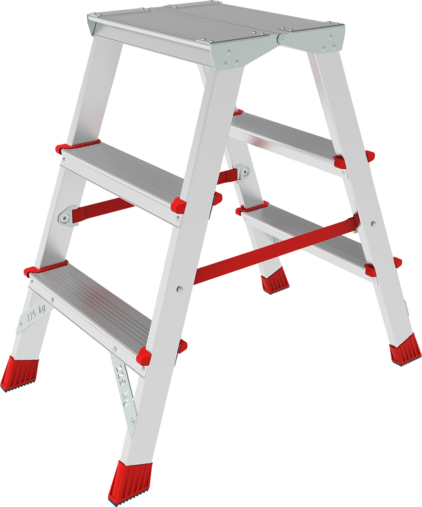 Стремянка с большой площадкой и ступенями 80 мм NV 3121