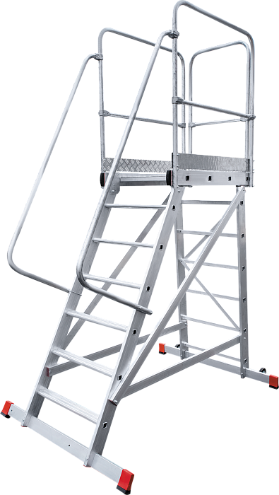 Стремянка алюминиевая с платформой передвижная NV 8000053