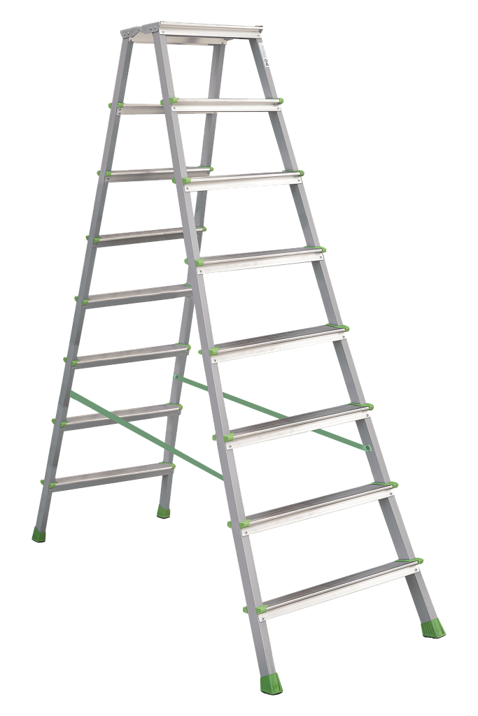 Стальная стремянка с алюминиевыми ступенями 80 мм NV 2140