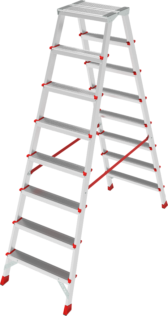 Стремянка с большой площадкой и ступенями 80 мм NV 3121