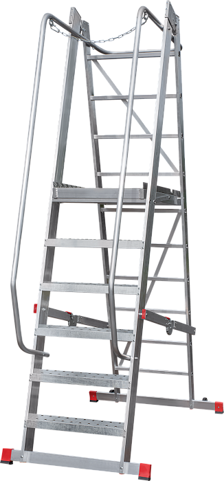 Лестница передвижная складная с винтовыми упорами с площадкой 1,7 м NV 8000043