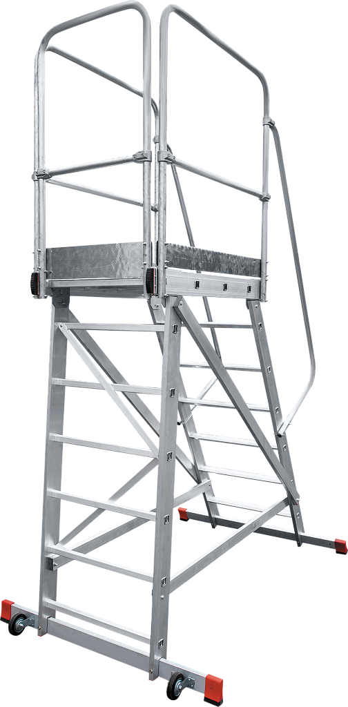 Стремянка алюминиевая с платформой передвижная NV 8000053