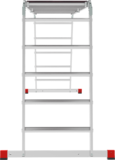 Multipurpose aluminum professional hinged rung ladder 650 mm width with 80 mm flanged steps and platform NV3335 sku 3335245