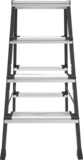Steel double-sided stepladder with 130 mm aluminum steps and 350×260 mm platform NV2147