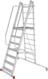 Professional mobile folding platform ladder with telescopic cross bar NV3541