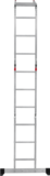 Aluminum multipurpose hinged ladder with one traverse, 340 mm width NV1329 sku 1329403