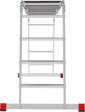 Multipurpose aluminum professional hinged rung ladder 500 mm width with 80 mm flanged steps and platform NV3334 sku 3334404
