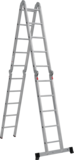 Aluminum multipurpose hinged ladder with one traverse, 340 mm width NV1329 sku 1329405
