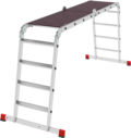 Multipurpose aluminum professional hinged rung ladder 500 mm width with 80 mm flanged steps and platform NV3334 sku 3334404