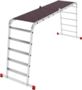 Multipurpose aluminum professional hinged rung ladder 650 mm width with 80 mm flanged steps and platform NV3335 sku 3335405