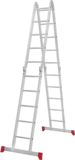 Multipurpose aluminum hinged rung ladder 340 mm width with platform NV2330 sku 2330405