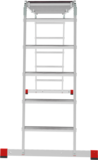 Multipurpose aluminum professional hinged rung ladder 500 mm width with 80 mm flanged steps and platform NV3334 sku 3334405