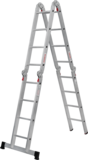 Aluminum multipurpose hinged ladder with one traverse, 340 mm width NV1329 sku 1329404