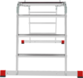Multipurpose aluminum professional hinged rung ladder 650 mm width with 80 mm flanged steps and platform NV3335