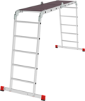 Multipurpose aluminum professional hinged rung ladder 500 mm width with 80 mm flanged steps and platform NV3334 sku 3334245