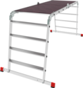 Multipurpose aluminum professional hinged rung ladder 800 mm width with 80 mm flanged steps and platform NV3336 sku 3336404