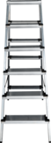 Aluminum double-sided stepladder with 130 mm steps and 350×260 mm platform NV1127 sku 1127206