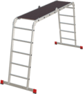 Multipurpose aluminum professional hinged rung ladder 500 mm width with platform NV3331 sku 3331245