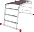 Профессиональная алюминиевая шарнирная лестница-трансформер с развальцованными ступенями и помостом, ширина 650 мм NV 3335