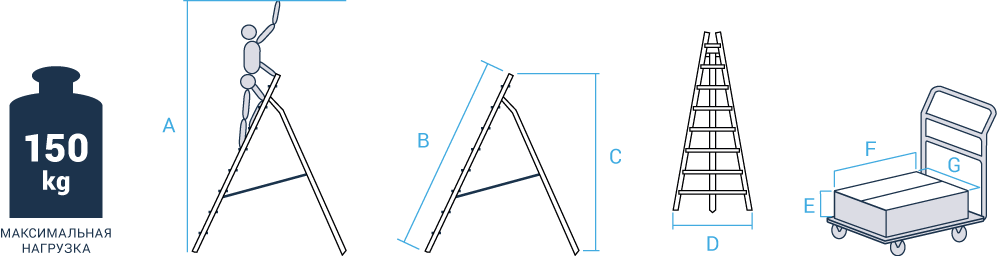 Schema: Aluminum garden collapsible stepladder NV 5198 sku 5198114
