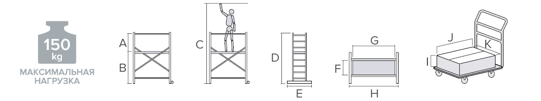 Schema: Mobile scaffold 3.04 m working height NV 1410207