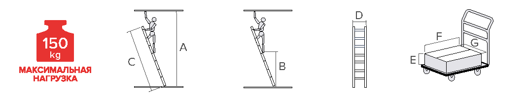 Схема: Профессиональная алюминиевая приставная лестница со ступенями 80 мм NV 3211