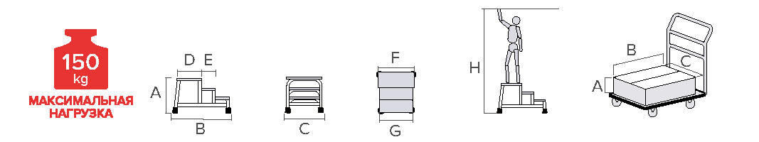 Схема: Подставка монтажная профессиональная с широкими ступенями 240 мм NV 3710