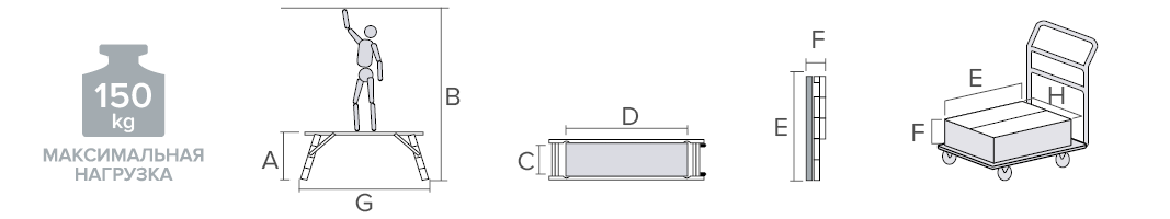 Schema: Aluminum paint work platform 500 mm width NV1360