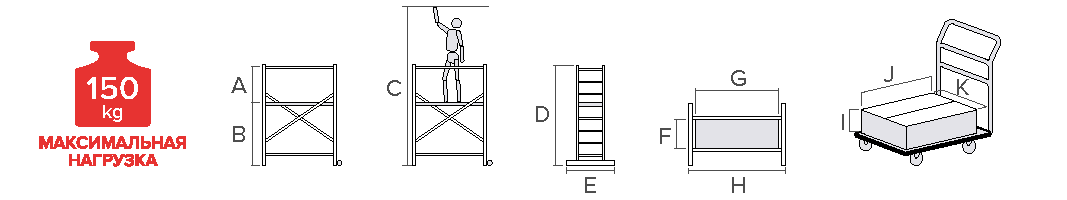 Schema: Scaffold-tower of 3 m with the possibility of enlargement up to 5and 7 m NV3411