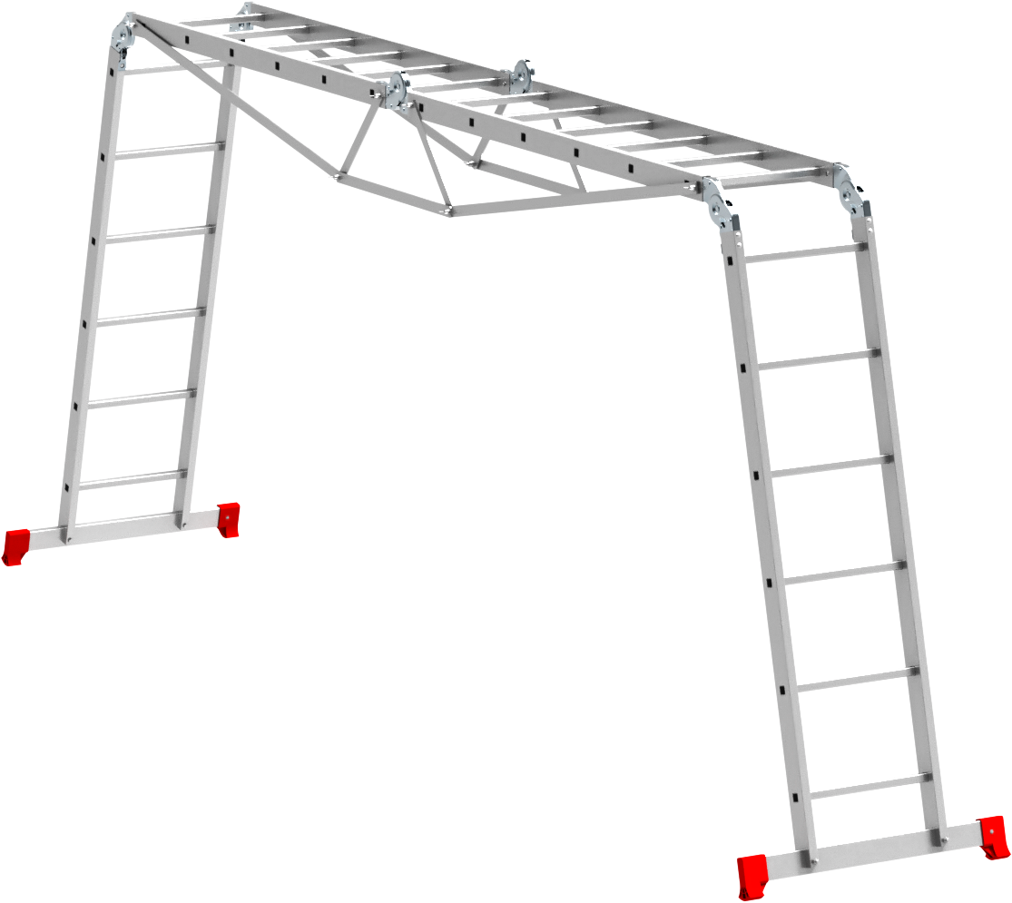 Multipurpose aluminum hinged rung ladder 400 mm width with steelwork NV2321