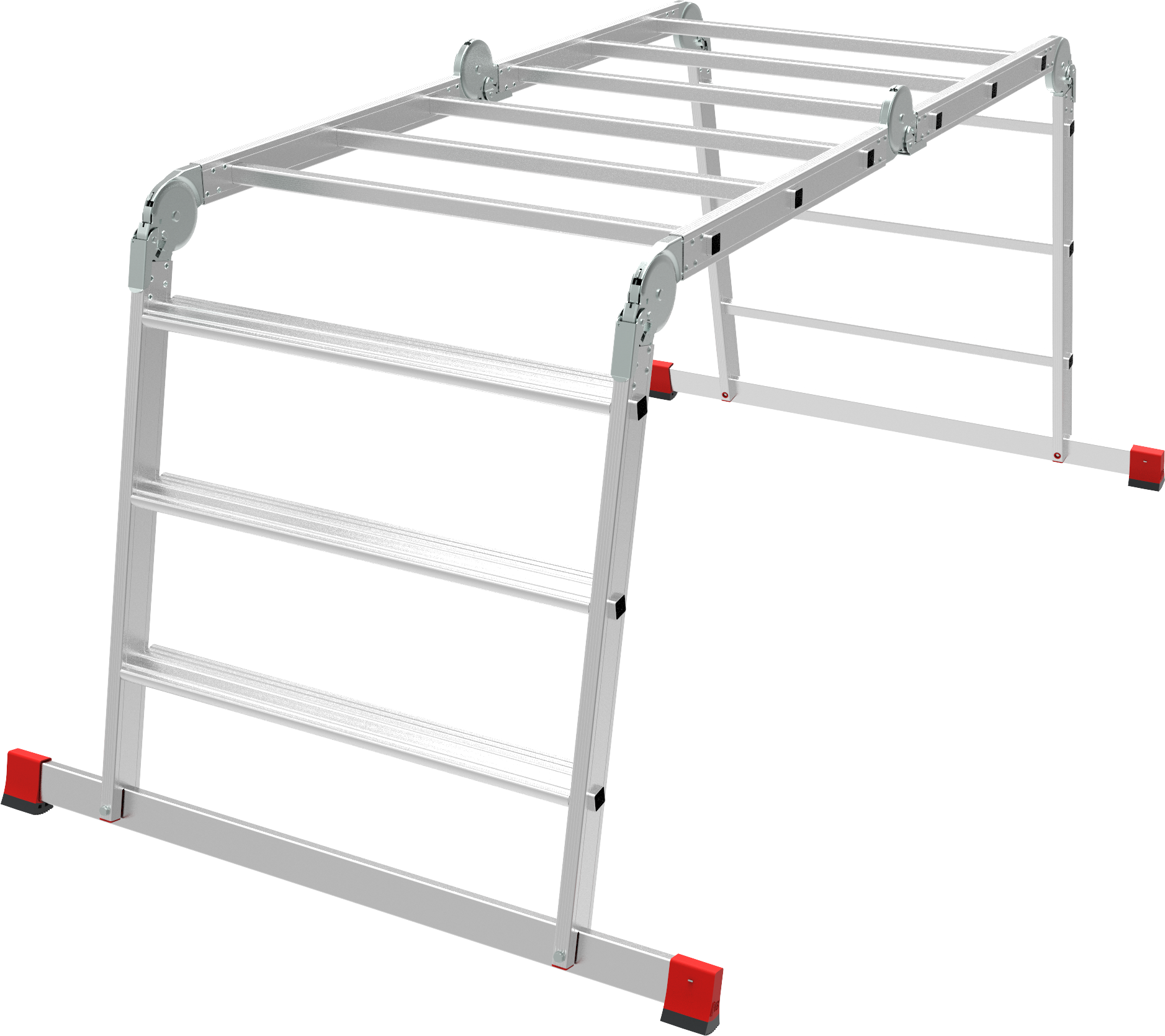 Multipurpose aluminum professional hinged rung ladder 800 mm width with 80 mm flanged steps NV3326