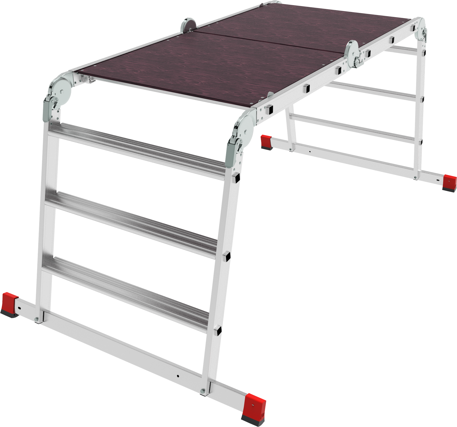 Multipurpose aluminum professional hinged rung ladder 800 mm width with 80 mm flanged steps and platform NV3336 sku 3336403