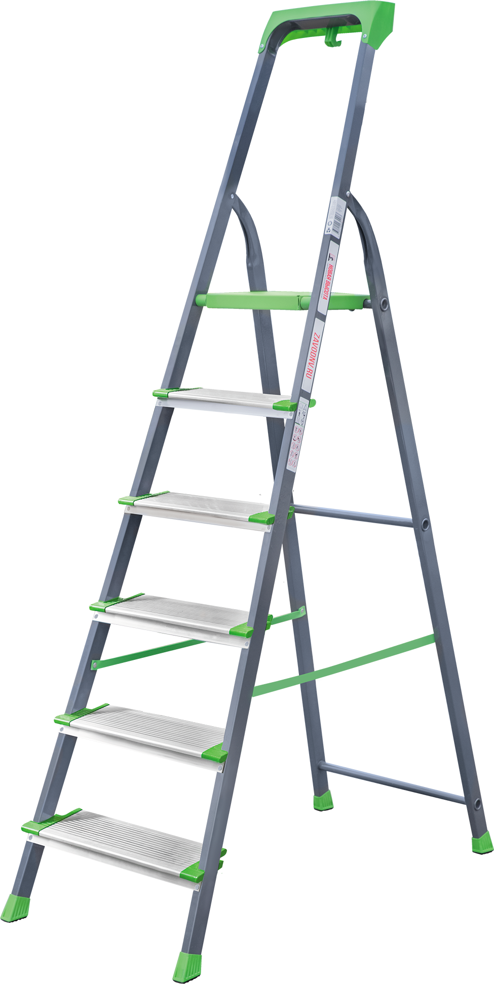 Steel stepladder with 130 mm aluminum steps and tool tray NV2138
