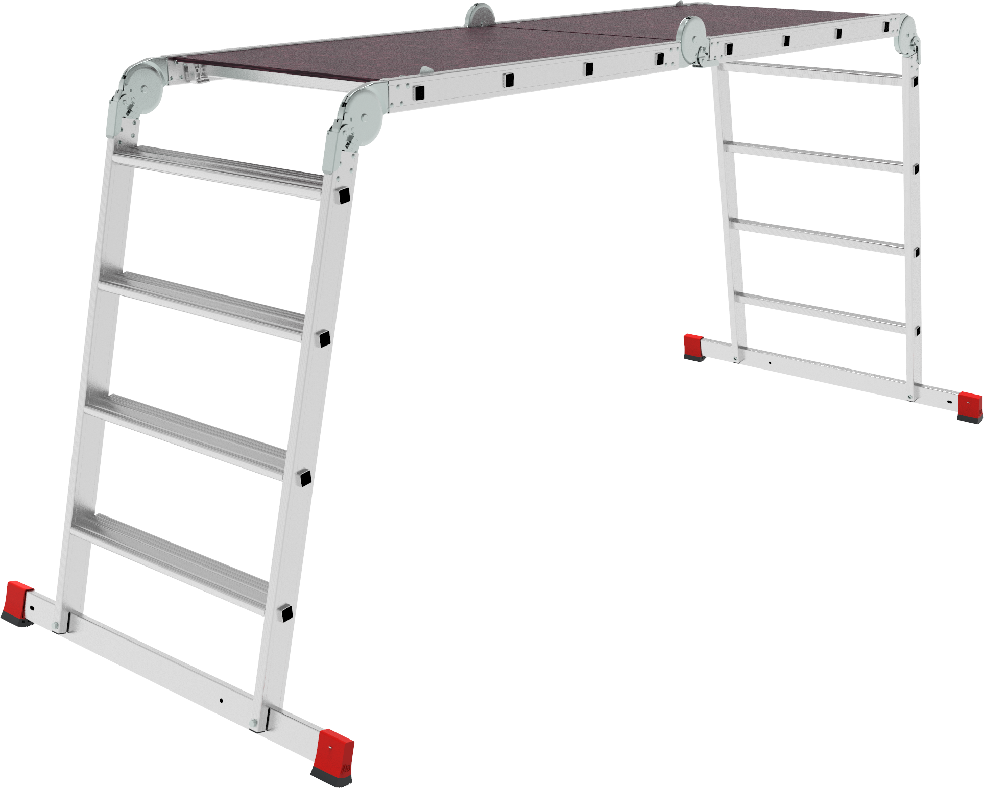 Multipurpose aluminum professional hinged rung ladder 650 mm width with 80 mm flanged steps and platform NV3335 sku 3335404
