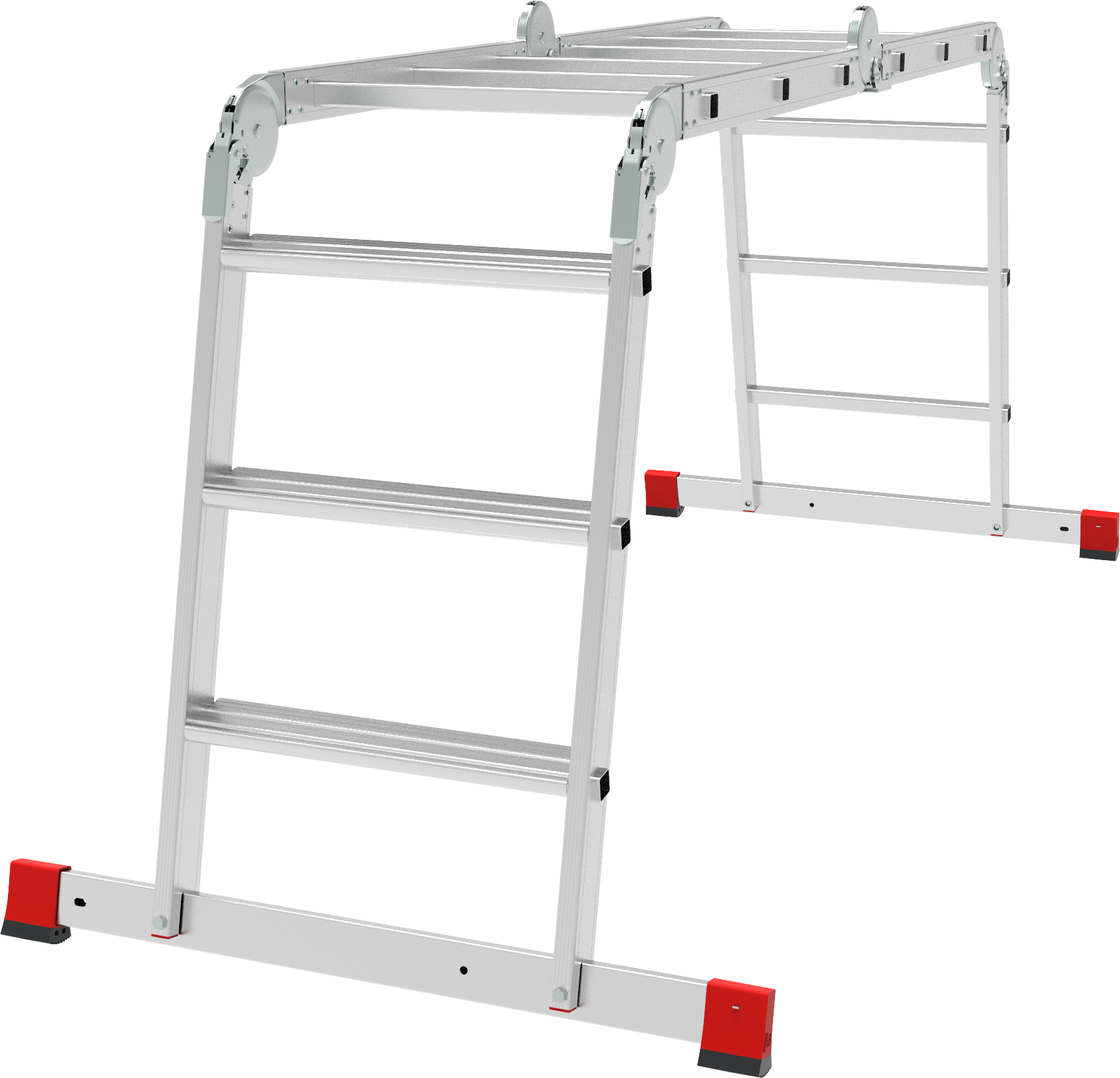 Multipurpose aluminum professional hinged rung ladder 500 mm width with 80 mm flanged steps NV3324