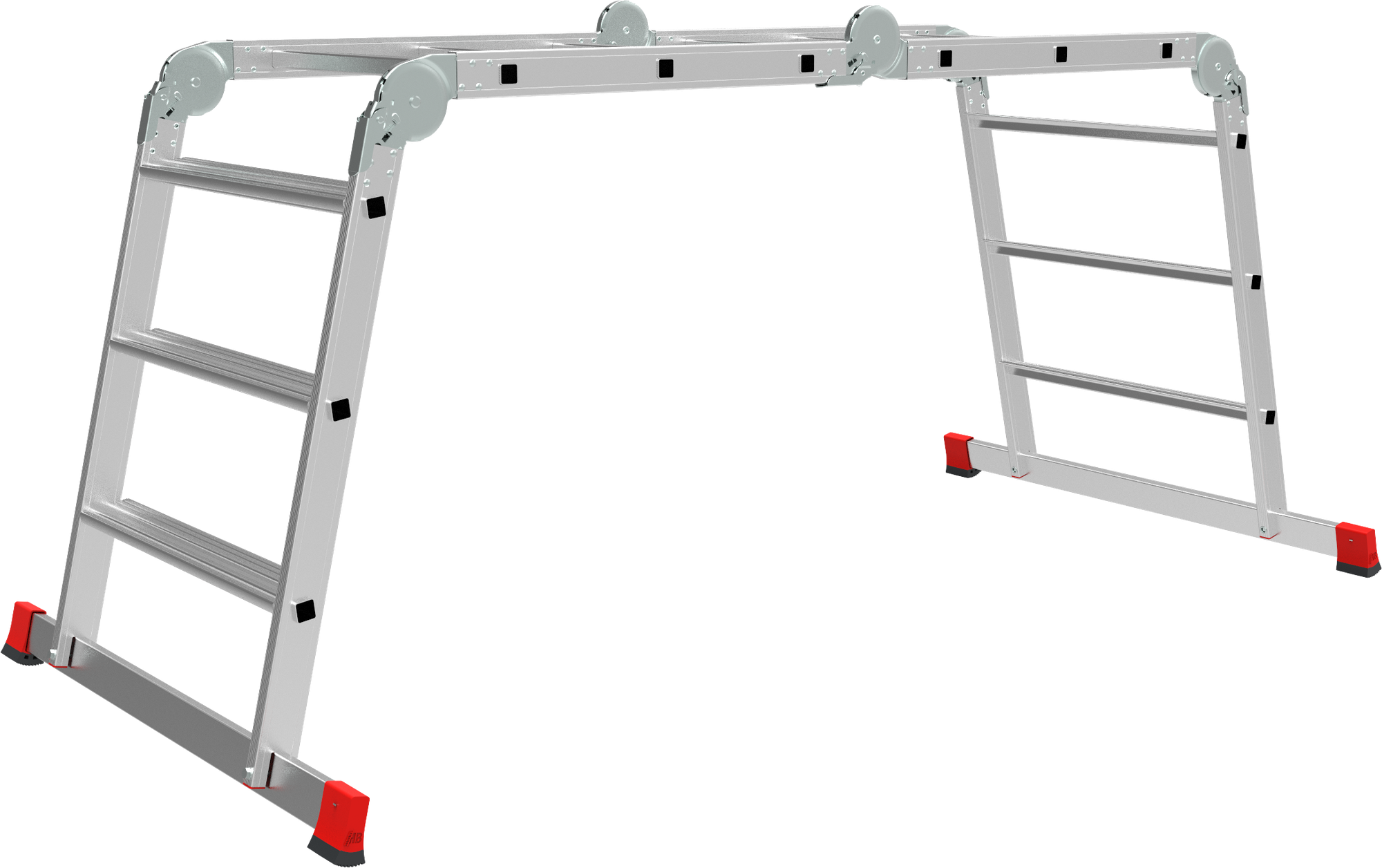 Multipurpose aluminum professional hinged rung ladder 650 mm width with 80 mm flanged steps NV3325