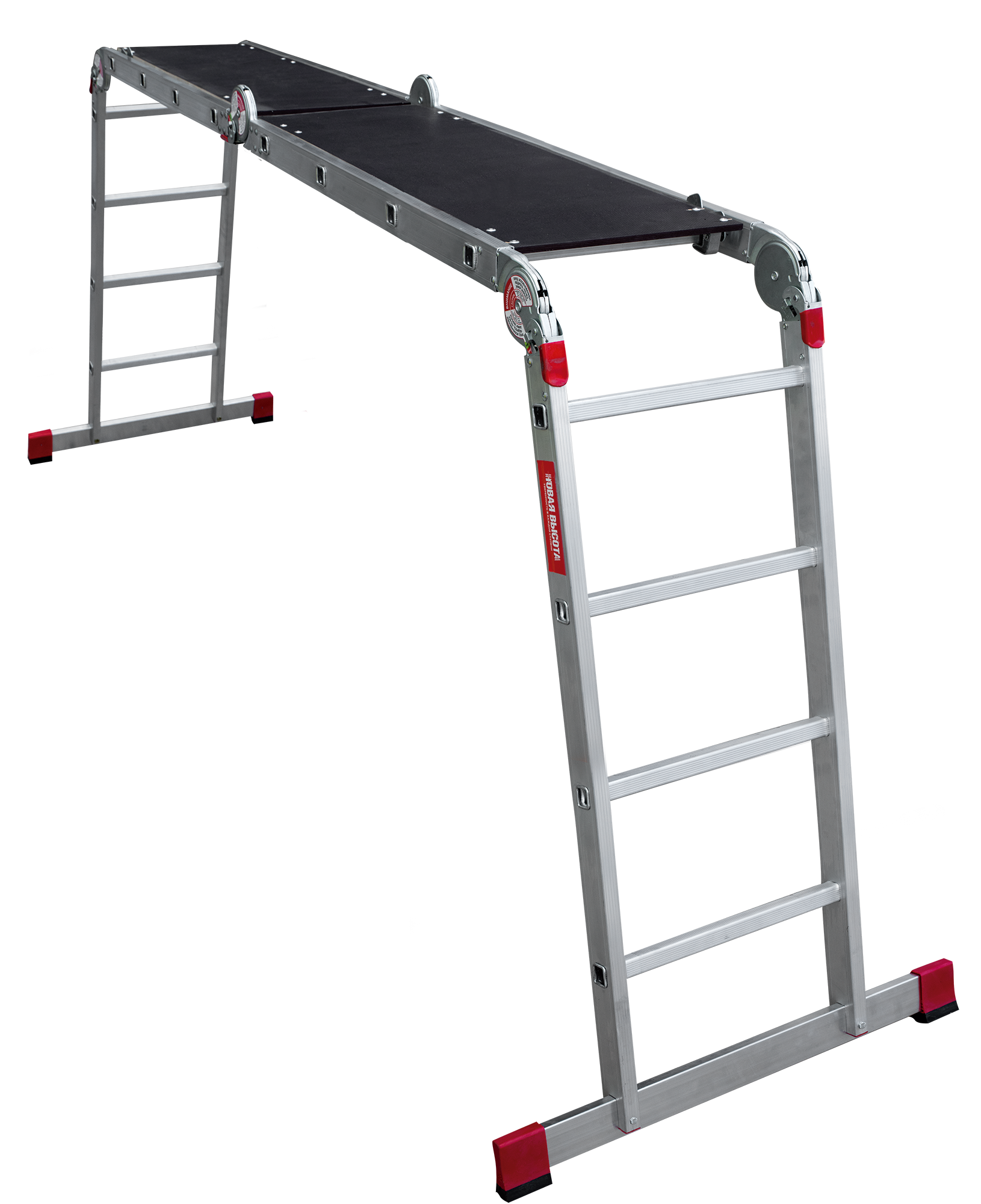 Multipurpose aluminum professional hinged rung ladder 400 mm width with platform NV3330