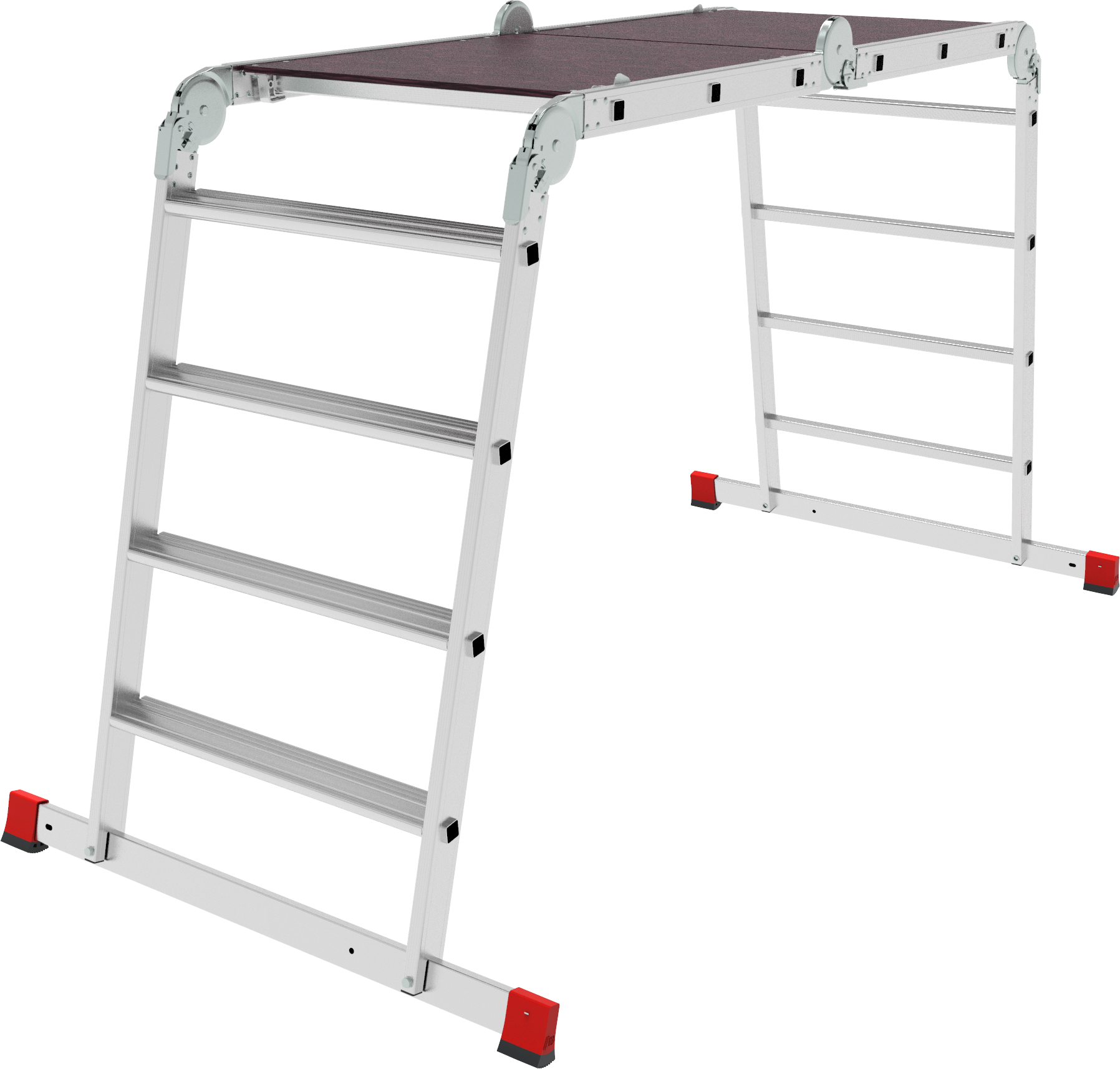 Multipurpose aluminum professional hinged rung ladder 650 mm width with 80 mm flanged steps and platform NV3335 sku 3335234