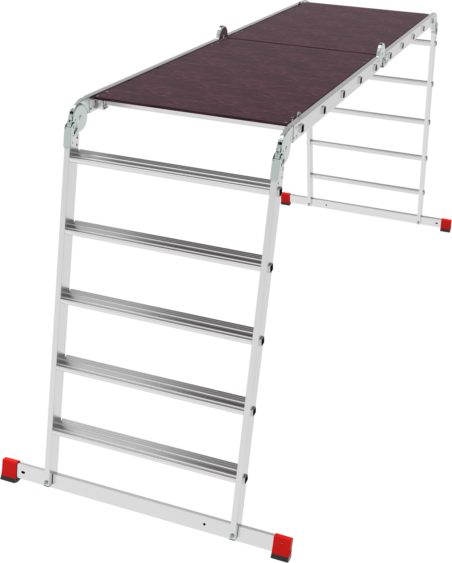 Multipurpose aluminum professional hinged rung ladder 800 mm width with 80 mm flanged steps and platform NV3336 sku 3336405