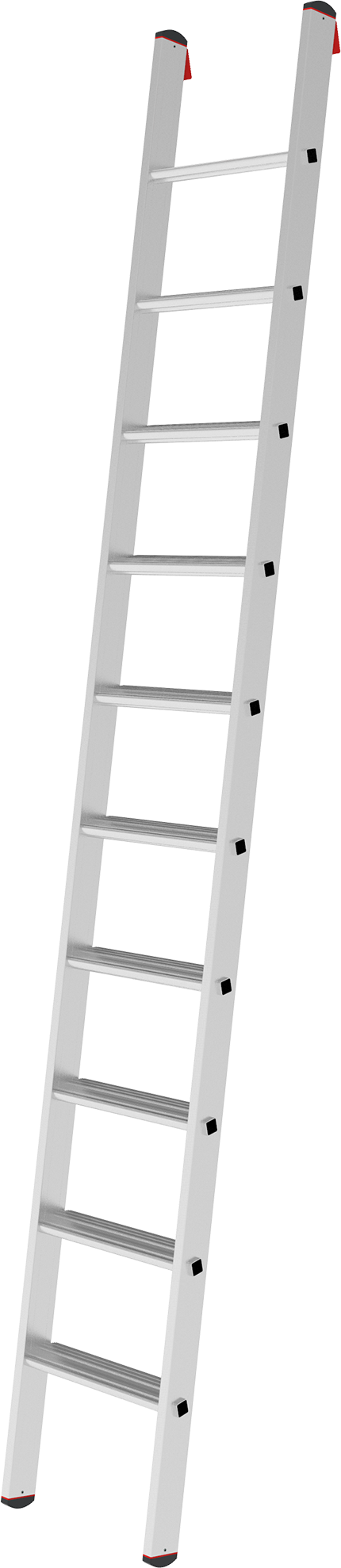 Aluminum single-section industrial leaning ladder with 80 mm flanged steps NV5214