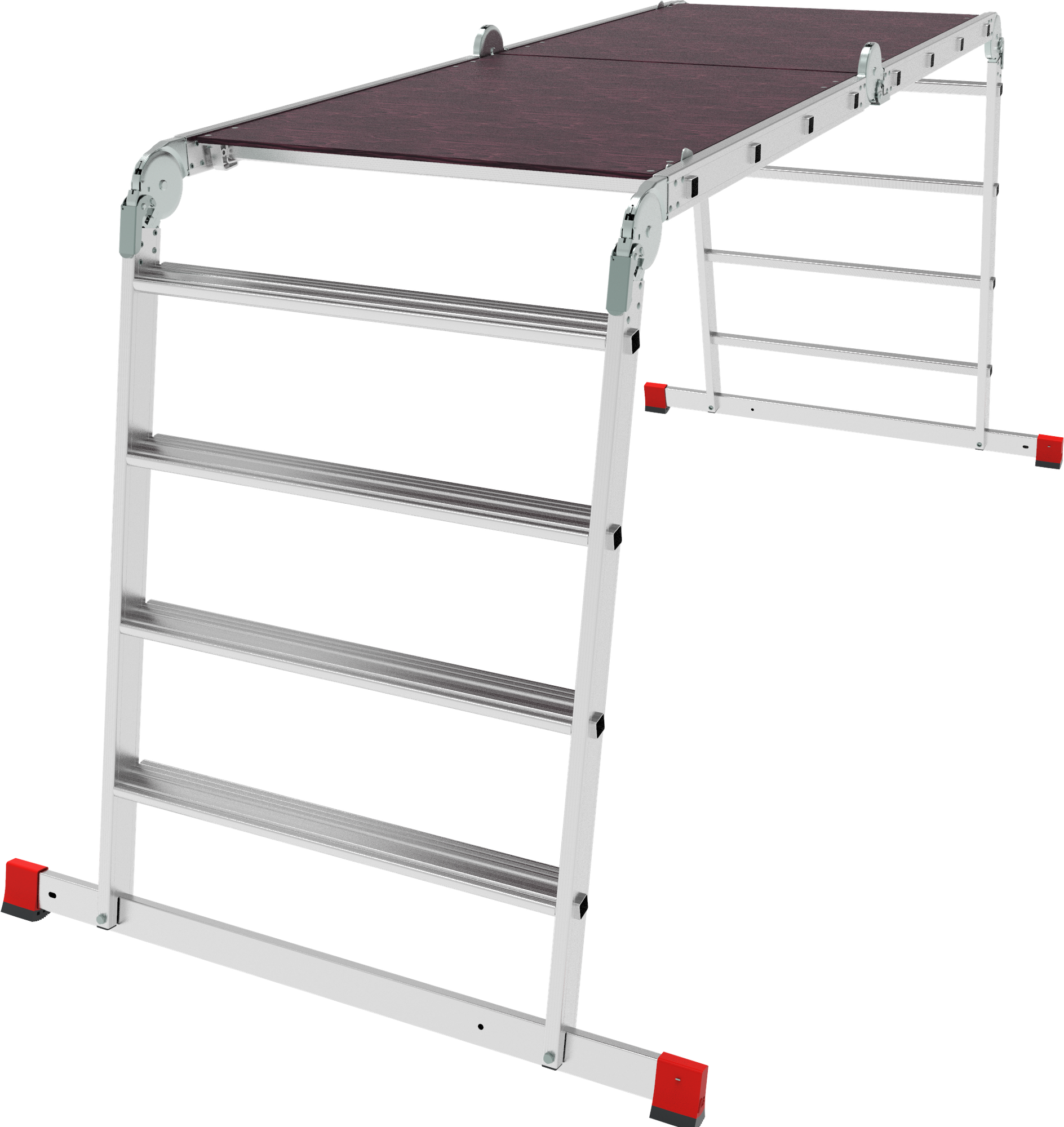 Multipurpose aluminum professional hinged rung ladder 800 mm width with 80 mm flanged steps and platform NV3336 sku 3336404