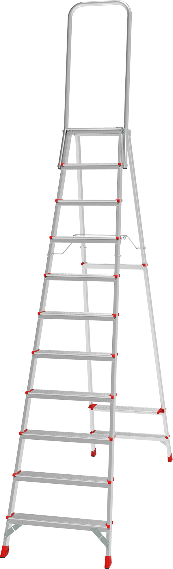 Anodised professional stepladder with 350×260 mm platform and 800 mm safety rail NV3136A sku 3136111A