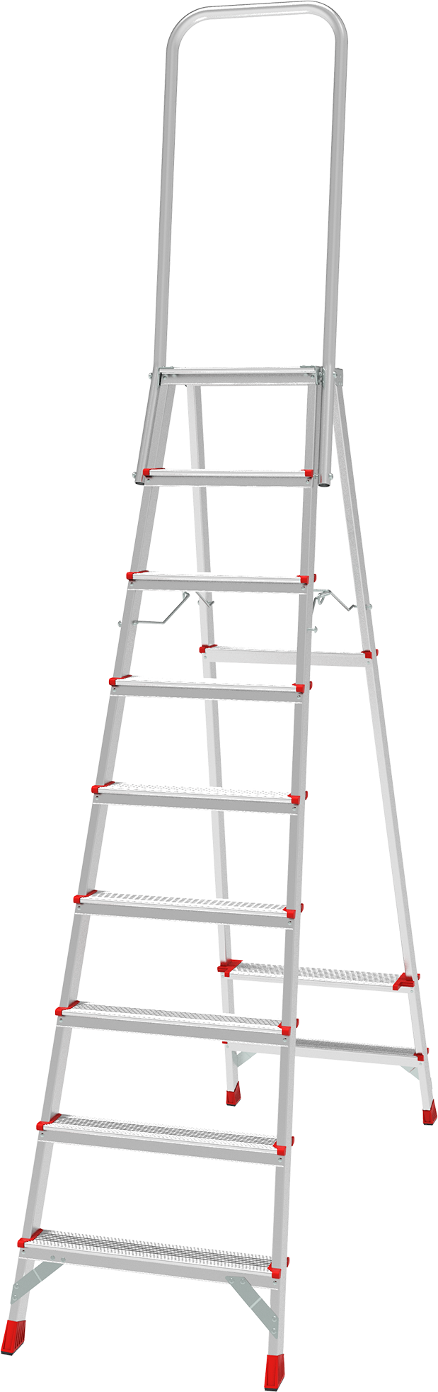 Anodised professional stepladder with 350×260 mm platform and 800 mm safety rail NV3136A sku 3136109A