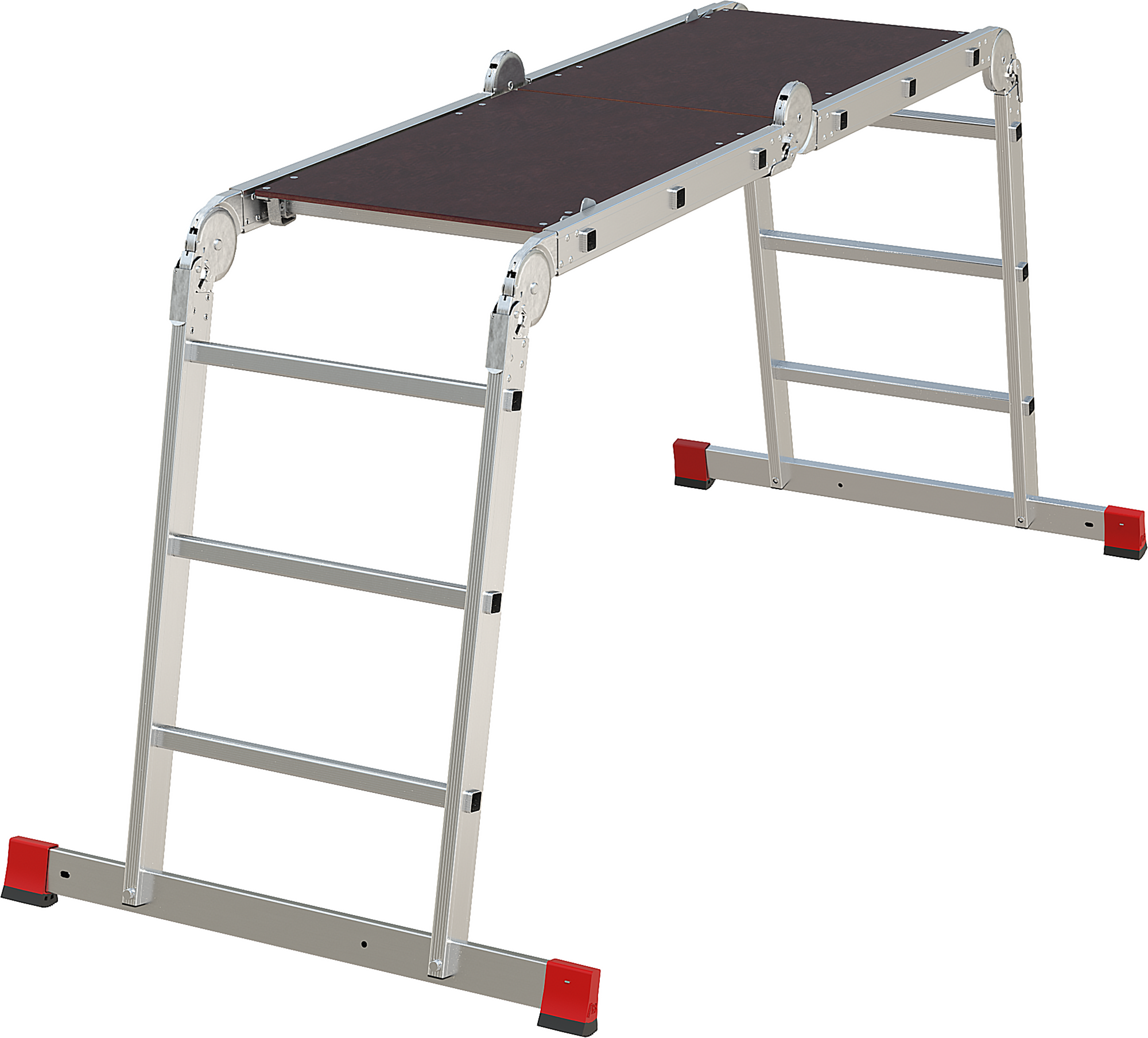 Multipurpose aluminum professional hinged rung ladder 500 mm width with platform NV3331
